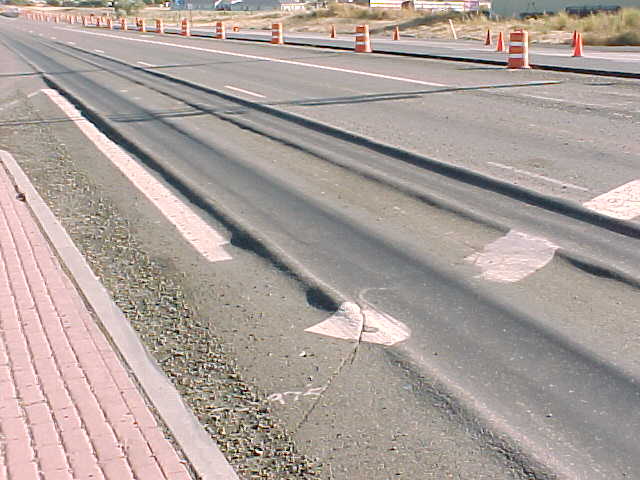 rutting in asphalt road layer